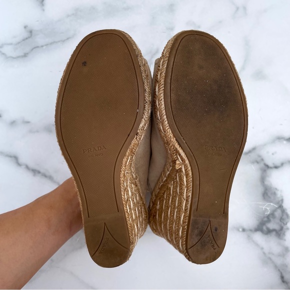 Prada suede wedge espadrille mule sandal size IT 36 US 6 - Picture 11 of 15